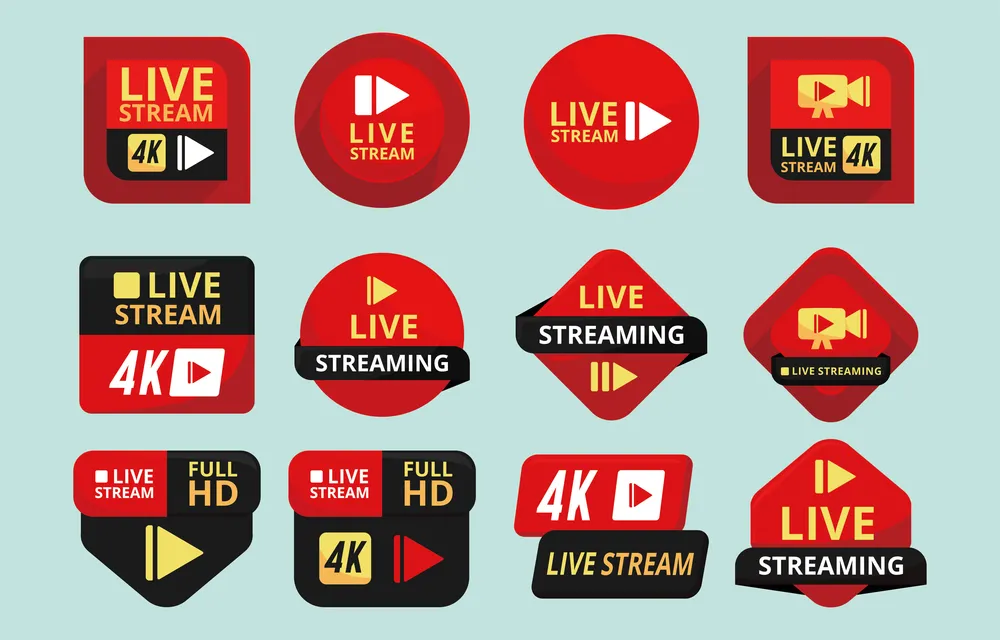 Live Streaming Social Media Full HD Icon Badge