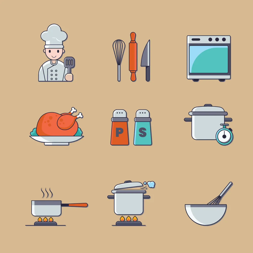 Flat Icon Set of Chef or Private Caterer