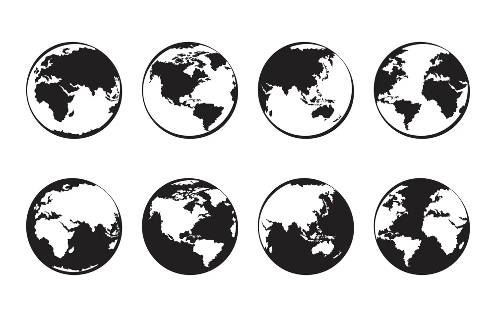 Globe Icon Outline with diverse or Negative Style Color Black and White