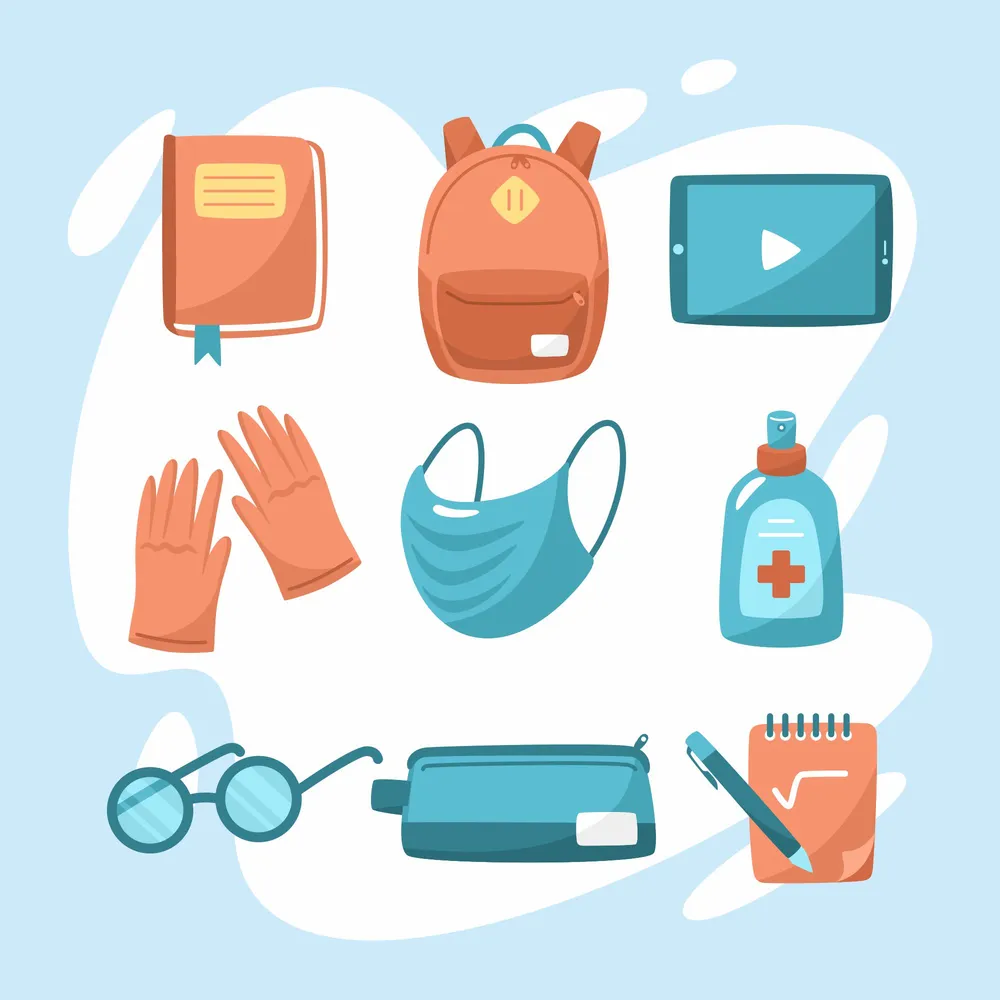 School Equipment in the New Normal Icon Set