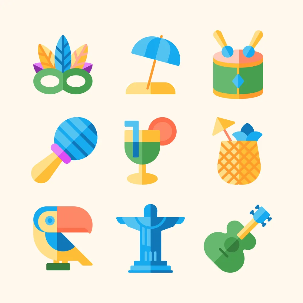 Rio De Janeiro Carnival in Flat Icon Design