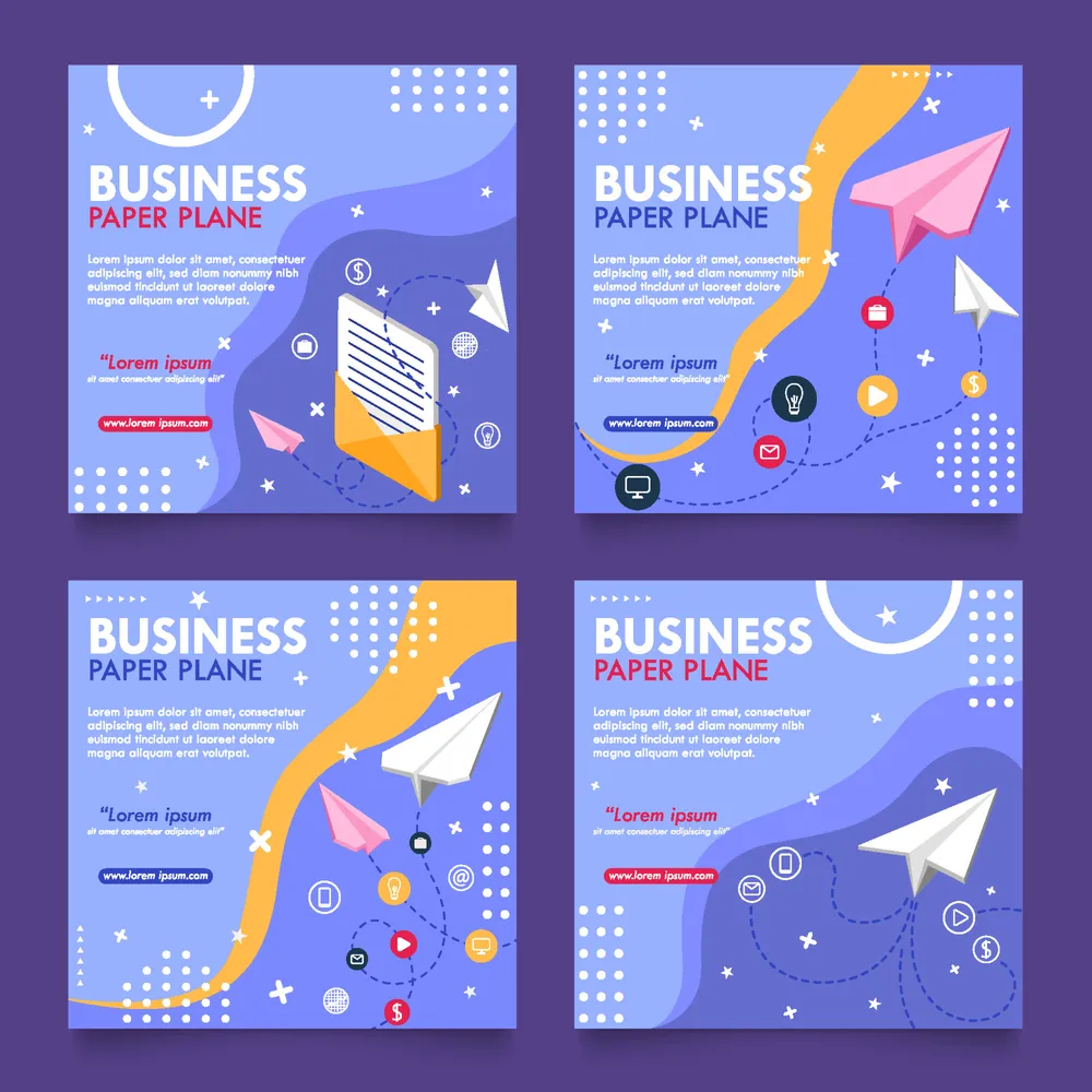 Business Paper Plane Social Media Post Template