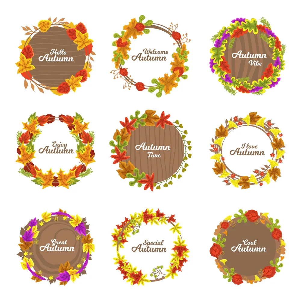 Collection of Autumn Floral Wreath Badges
