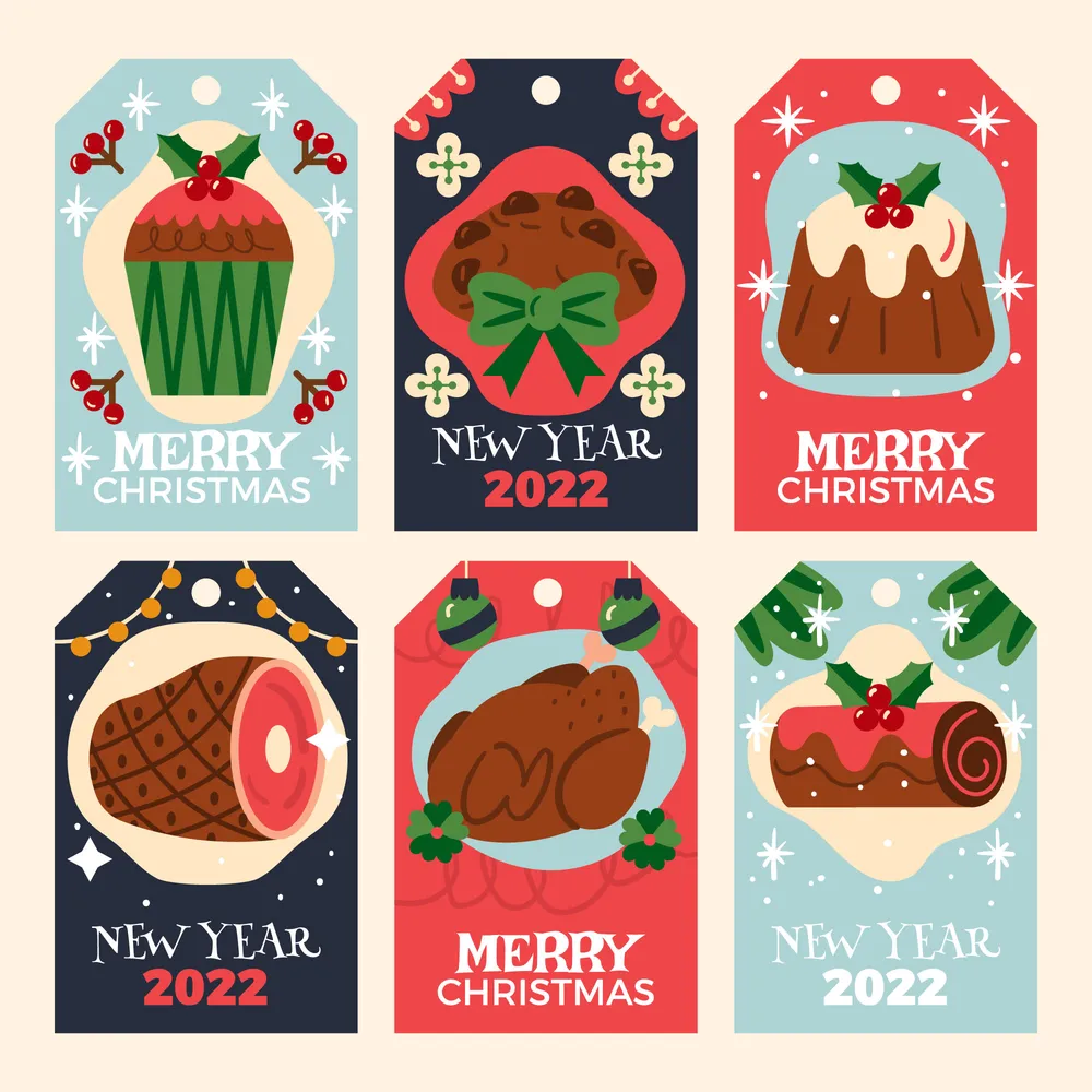Set of Christmas Food Labels