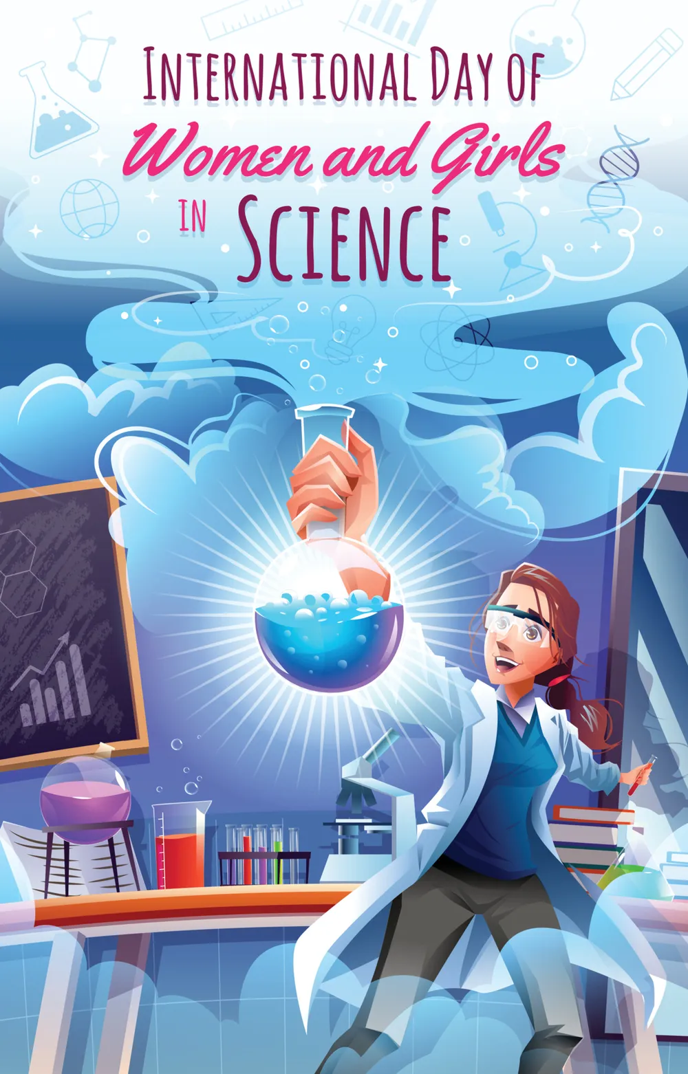 International Day of Women and Girls in Science Concept with Scientist Experimenting in Laboratory