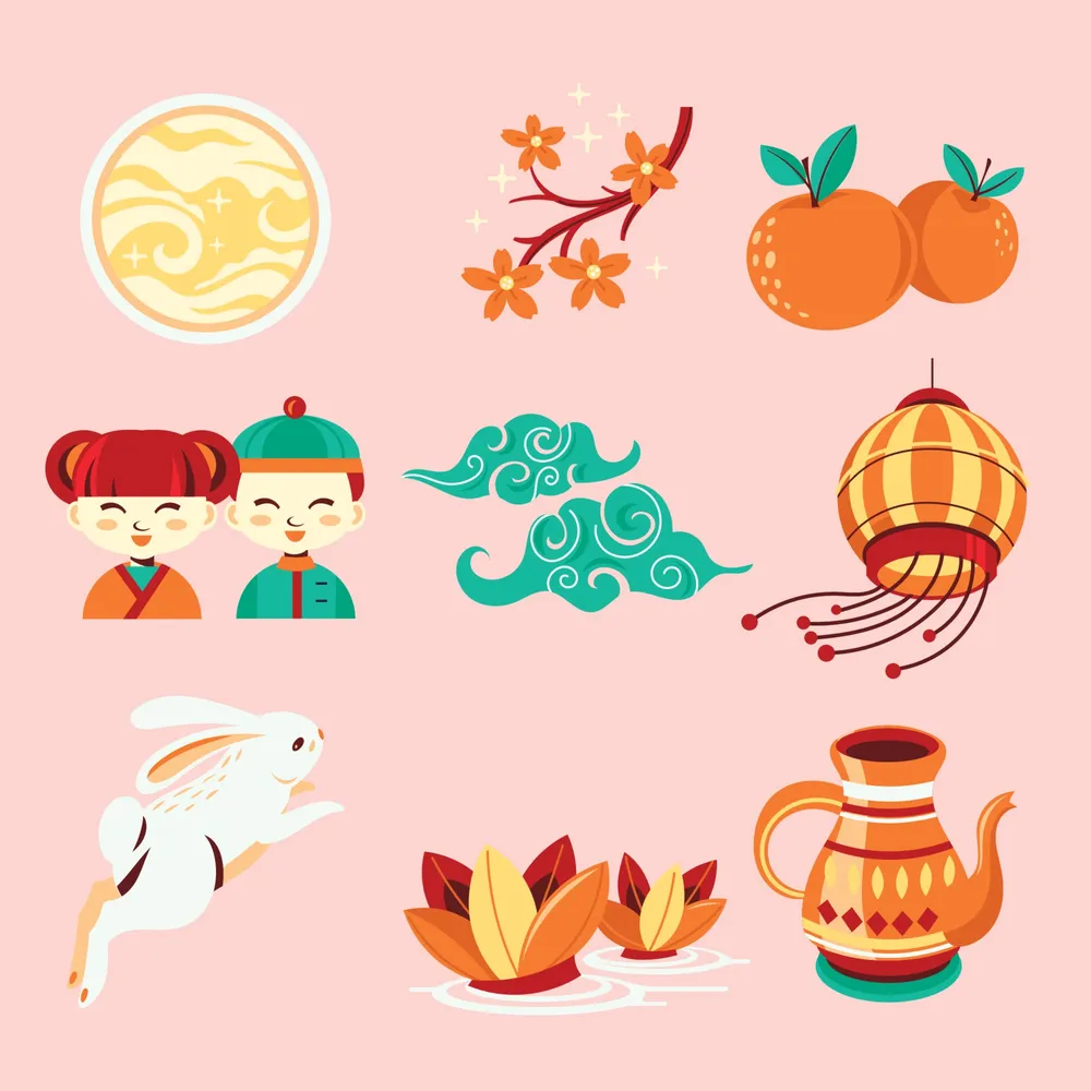 Set of Mid Autumn Festivity Element