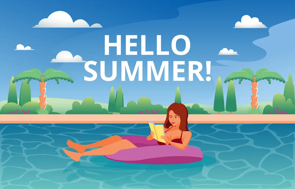 Women Ejoying Reading Book on Swimming Pool