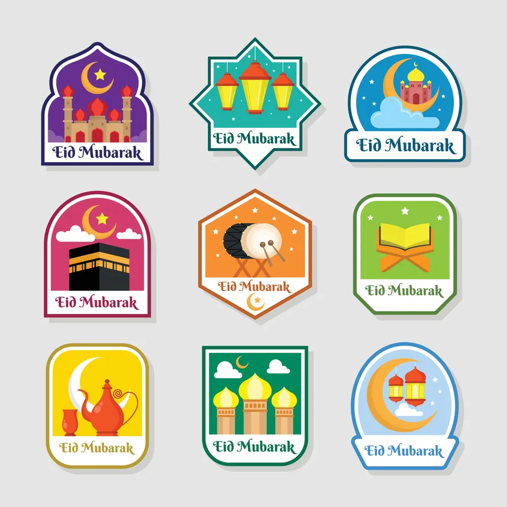 Set of Eid Mubarak Festival Label