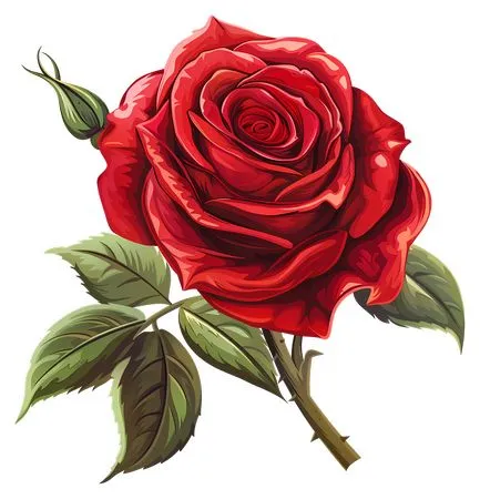 ���޺�ɫõ�廨��Ҷ��PNG���ͼ