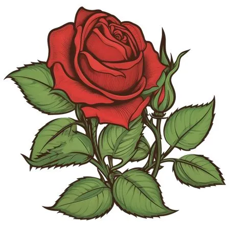 ���ź�ɫõ�廨��Ҷ�Ӳ廭PNG���ͼ