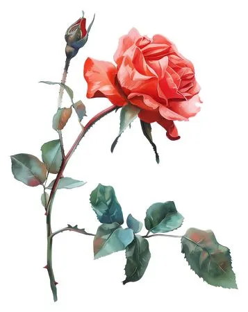 ��ɫõ�廨�ͻ���Ҷ��PNG���ͼ