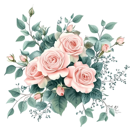 ��ϸ����Ҷ�����ŷ�ɫõ�廨PNG���ͼ