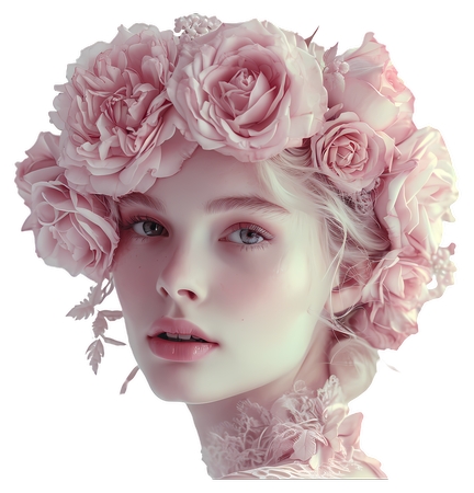 ����ɫõ�廨ͷ��Ů��Ф��PNG���ͼ