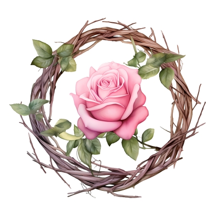 ��ϸ֦����װ�η�ɫõ�廨PNG���ͼ