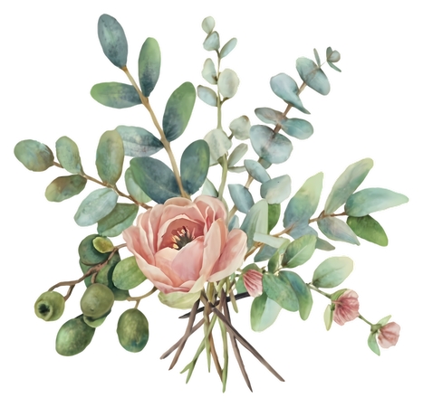 ����ɫõ�廨ˮ�ʻ��ܲ廭PNG���ͼ