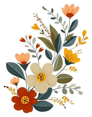 Funky Chic Floral Corner - ɫ���ͷ׵Ļ���PNG���ͼ