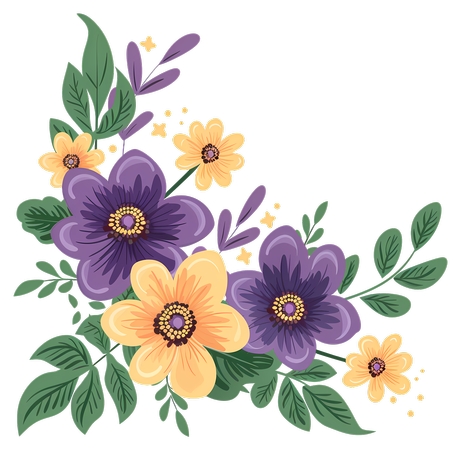 Flowers Corner - ������ɫ�ͻ�ɫ����Ĳ廭����PNG���ͼ