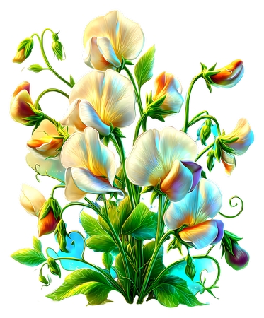 Radiant Flower Art - Vibrant Sweet Pea Flower IllustrationPNG���ͼ