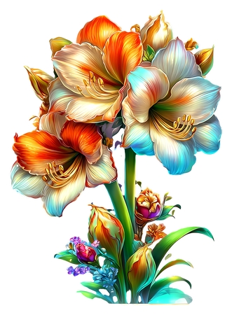 Radiant Flower - Vibrant Floral Bouquet IllustrationPNG���ͼ